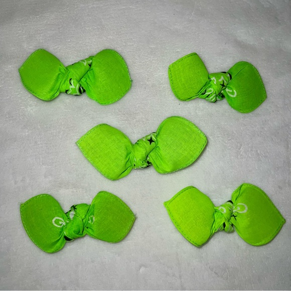 Neon Green Paisley Rockabilly Bandana Knotted Hair Bow - Picture 9 of 11